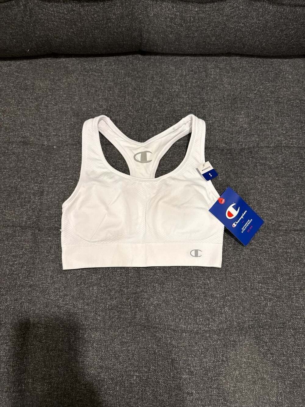 Champion Women's Seamless Double Dry Racerback Sports Bra Style 2900 White Small